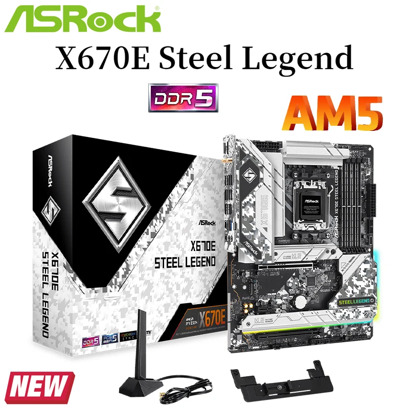 

ASROCK X670E Steel Legend WiFi 6E ATX AMD X670 DDR5 6600(OC)MHz M.2 2.5GbE 128G Socket AM5 Support Ryzen 7000 Motherboard New