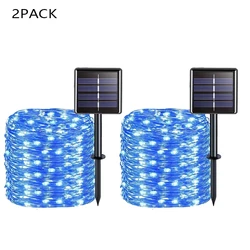 Solar LED Waterproof Festoon String Lights for Outdoor Wedding and Party Decor (2pcs blue)
