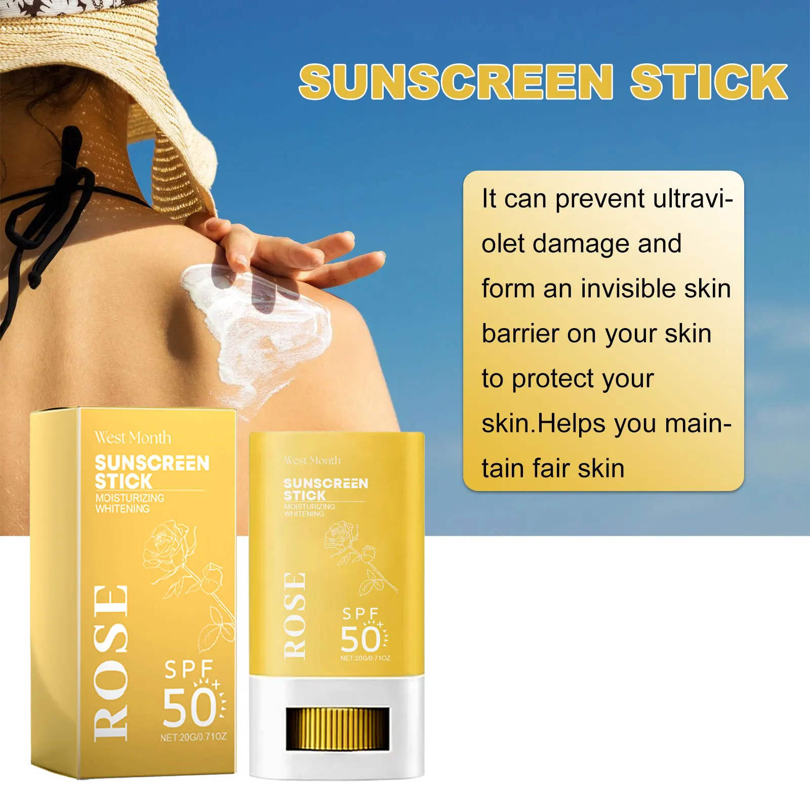 Sunscreen Stick Spf 50 UV Protection Oil-Control Dryness Improving Roughness Hydrating Skin Brightening Skin Care Sunblock Stick 3