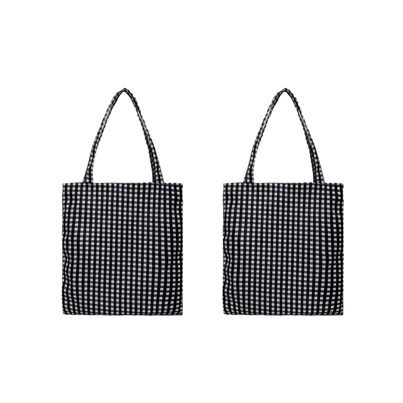 

2023 Casual Handbag CanvasFashion Tote Bag Shopping Shoulder Bag Purse PlaidBags for Women Girl Large Capcity Bag 2Pcs