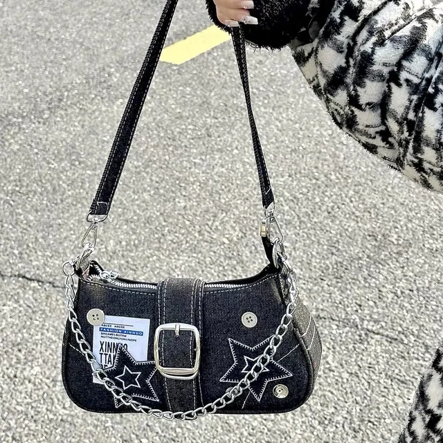 Y2k Star Denim Handbag For Women, Vintage Chain Crossbody Bag, Trendy  Crescent Bag & Purse - Temu