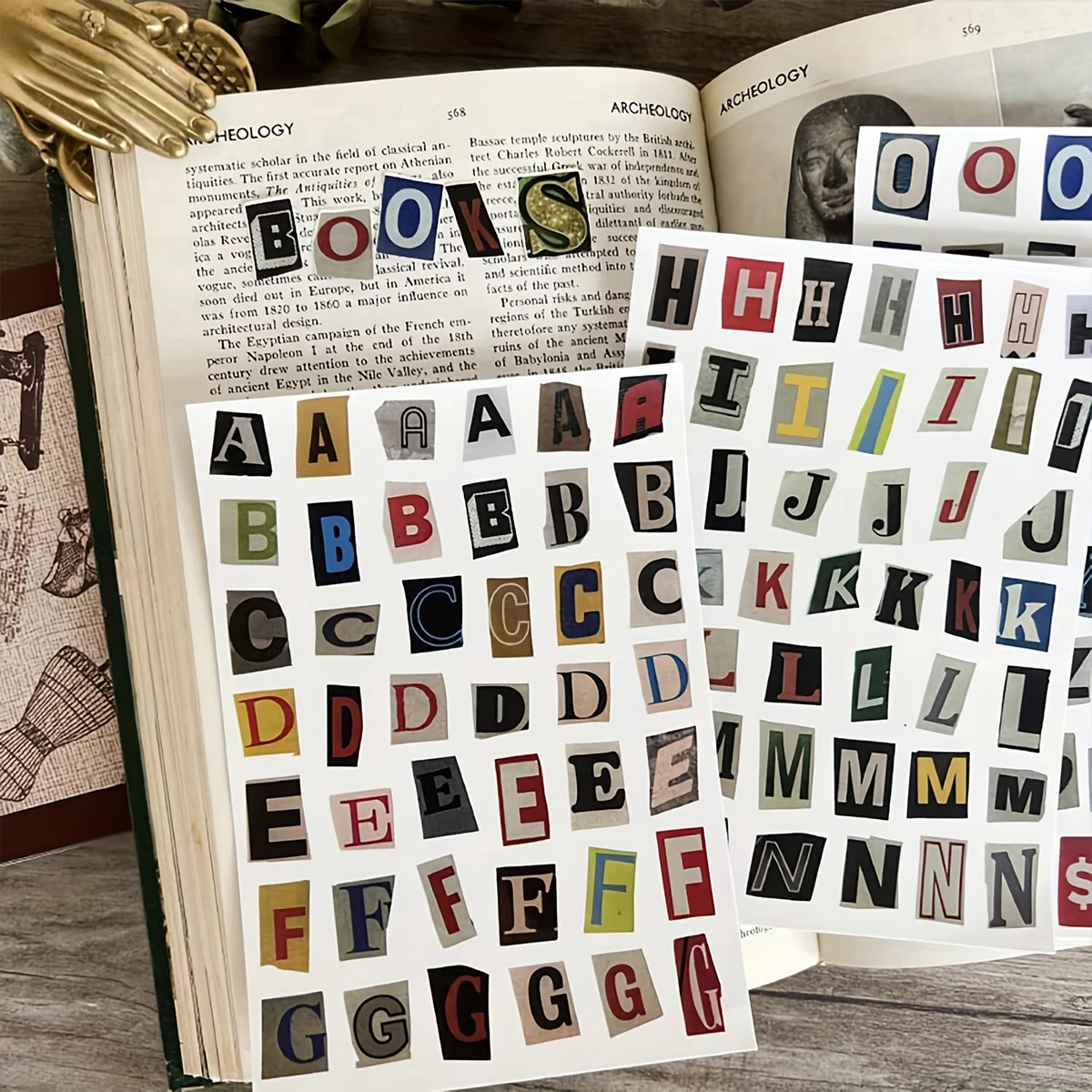 181 PCS Vintage Alphabet Letter Stickers Suitable for Scrapbooking, Journals, Planners - 4 Sheets with A-Z Letters 181 PCS Vintage Alphabet Letter Stickers Suitable for Scrapbooking, Journals, Planners - 4 Sheets with A-Z Letters