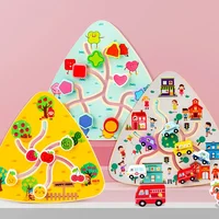 Board Game Toddlers Toy Walking Maze Wooden Chess Board Wooden Fruit Maze Movable Maze Wood Board Taste Game 1