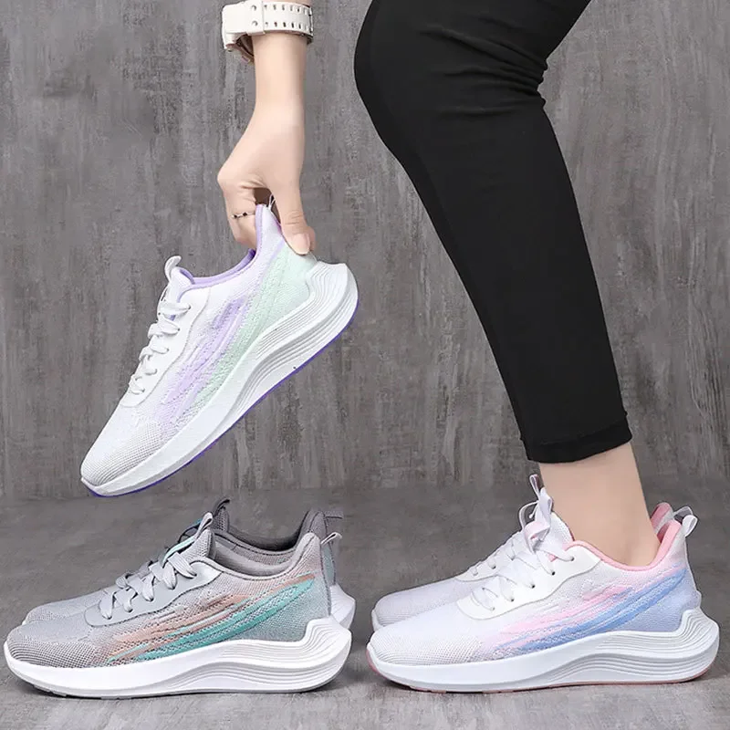 

Running Shoes Women's Breathable Sneakers 2024 Summer Light Mesh Air Cushion Woman Sports Shoes Outdoor Lace Up Training Shoes