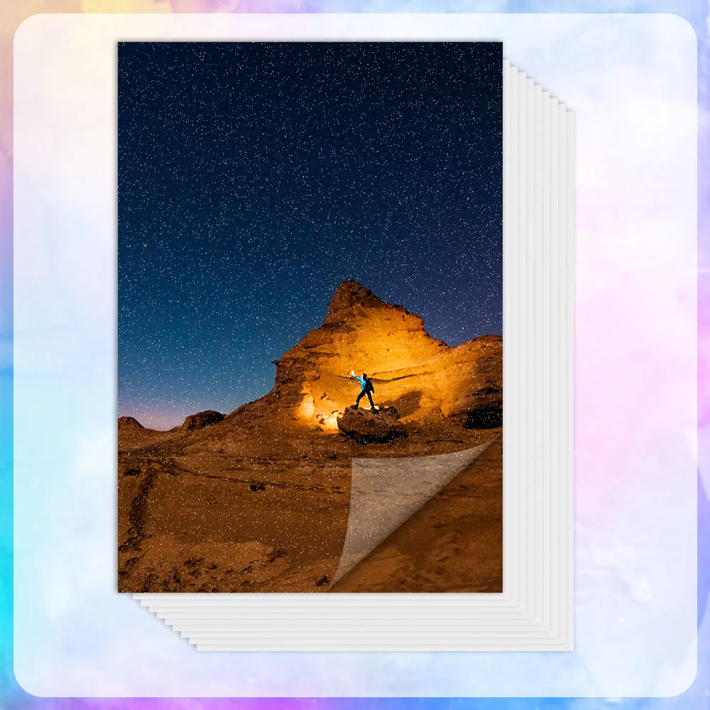 

10 Sheets A4 Paper Cold Lamination Film Starry Sky Pattern Decoration Photo Picture Adhesive Stickers Plastic Laminating Film