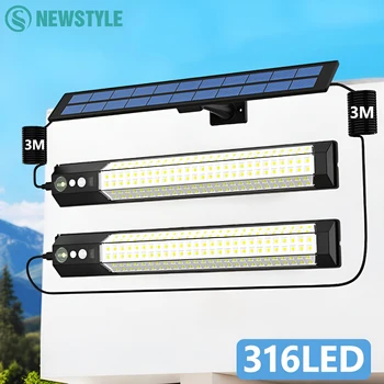 316/158 LED Solar Lamp Motion Sensor Outdoor Camping Wall Light Waterproof Solar Powered Security Light Garden Fence Garden 1