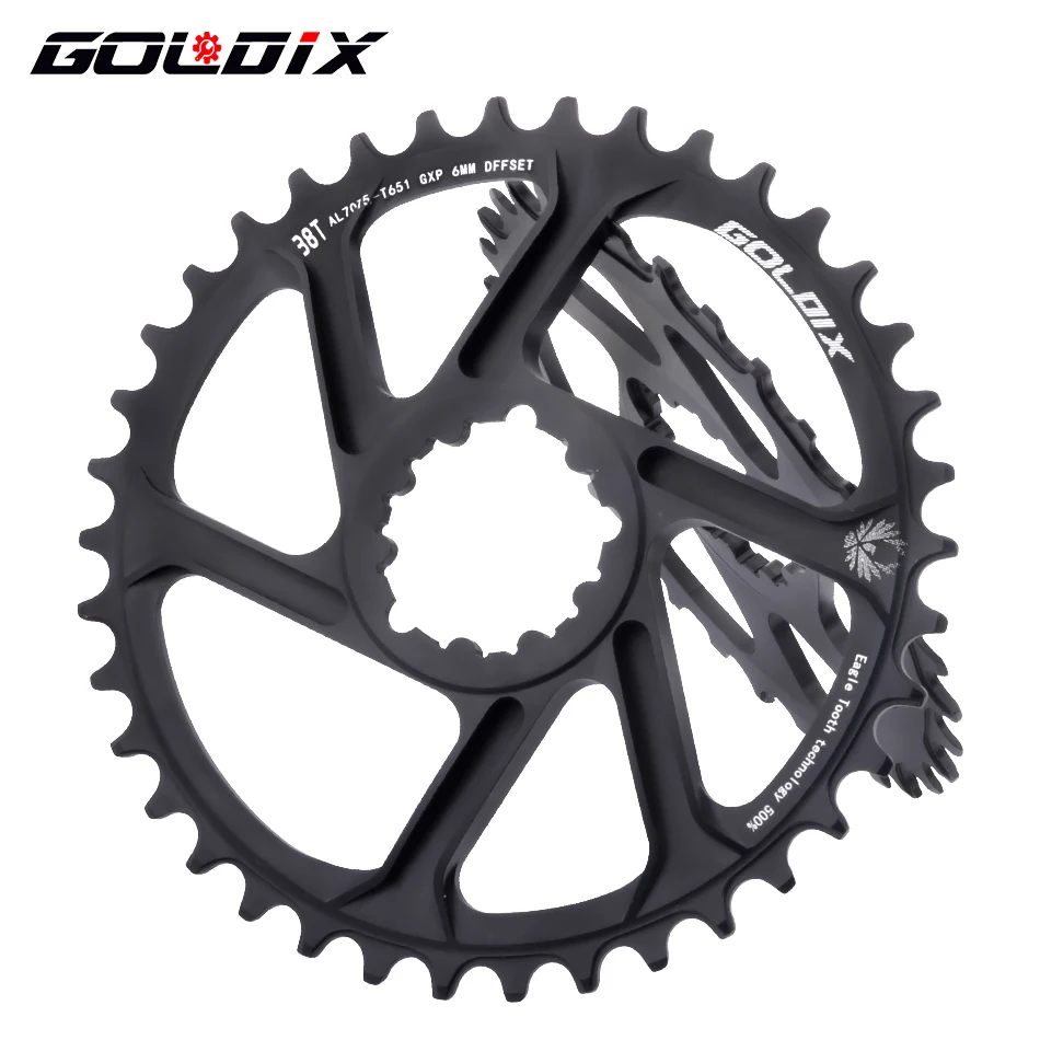 Bike Chainring GOLDIX Bicycle Chainring Wide Narrow Chainwheel 30/32/34/36/38T Crankset Crown For Sram 3-Bolt Single Disc