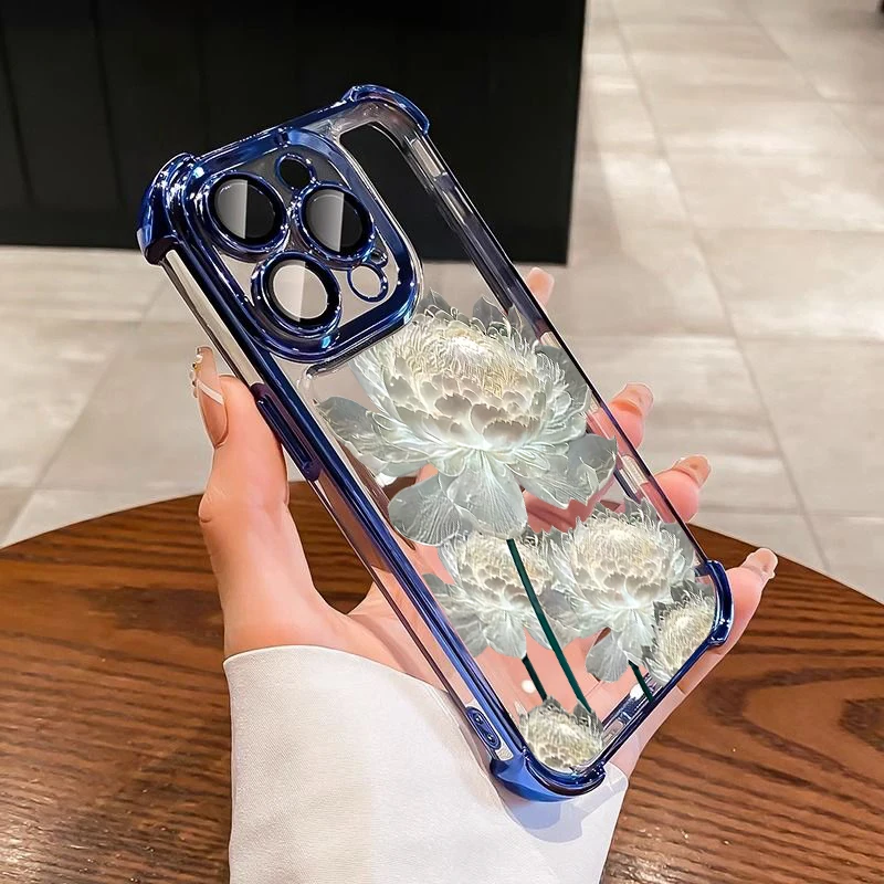 White Lotus Flower Plating Phone Case