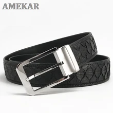 Genuine Snakeskin Leather Belt Men Luxury Python Belt Snake Skin Waist Belts 38mm Stainless Steel Buckle Strap For Suits