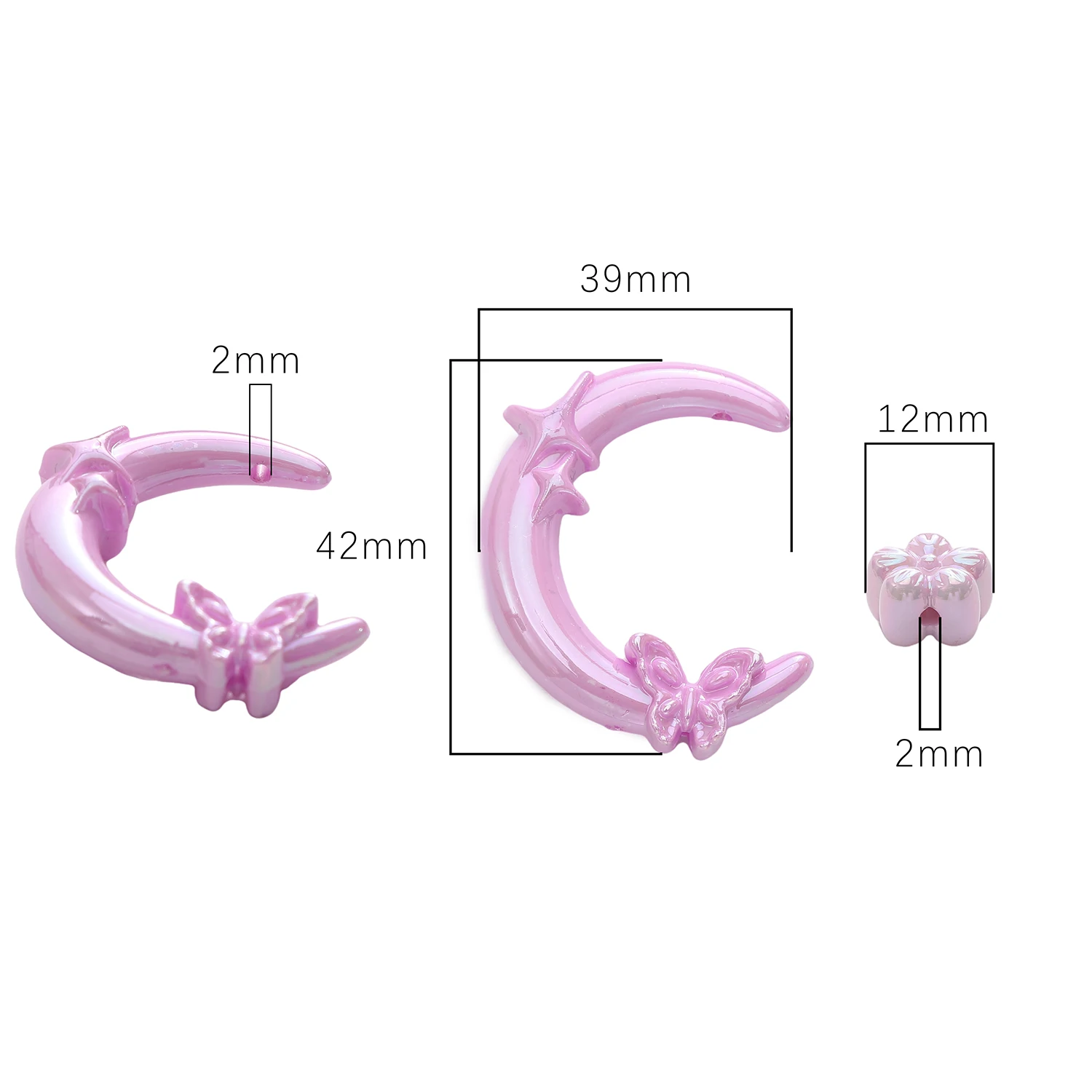1-5 stücke Plum Blossom Schmetterling Stern Mond Acryl Perlen Gemischte Farbe Lose Spacer Perlen Für Schmuck Machen DIY telefon Kette Erkenntnisse – Detail 1