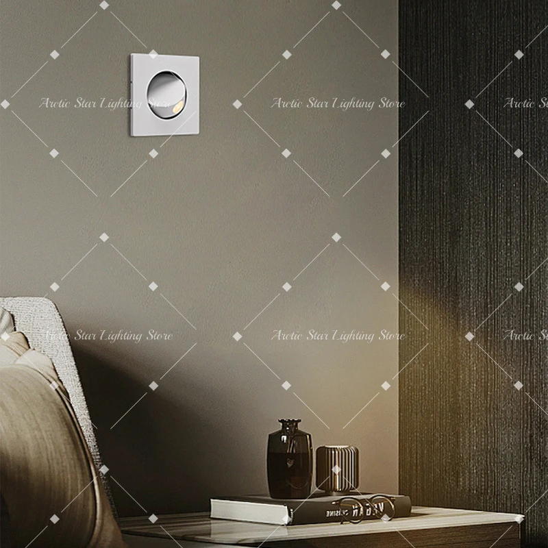 Modern Embedded Reading Wall Lamp for Bedroom Bedside Living Room Corridor Entrance LED Lights Adjustable Lamps Fixture Sconce