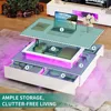 LED Lift Top Coffee Tables for Living Room, High Glossy Coffee Table with Storages 4 Spacious Drawers, Modern Rectangular Coffee 5