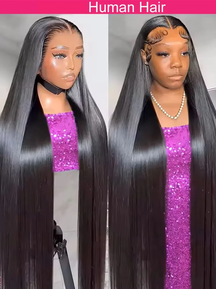 Bone Straight Lace Front Wigs Human Hair Brazilian 13x4 13x6 HD Transparent Lace Frontal Wigs For Women 40 42Inches 250 Density