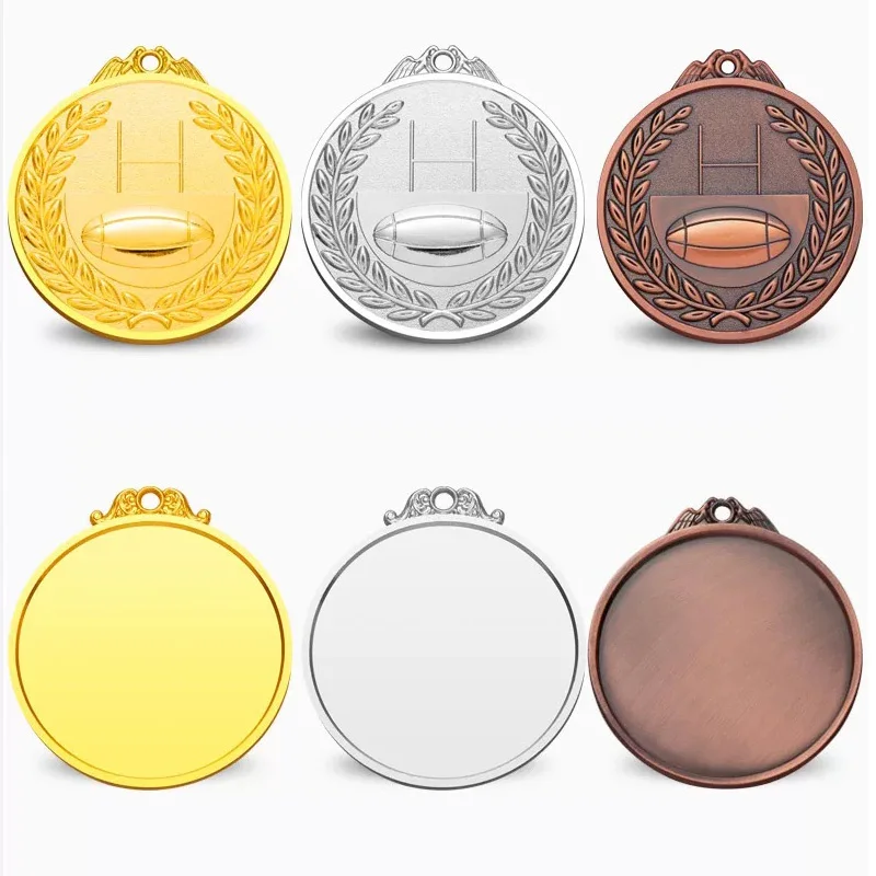 Customized Creative Rugby Medal, Gold, Silver, Bronze Honor, Children's Student Games, Competition Trophy, Medals Souvenir, 3Pcs