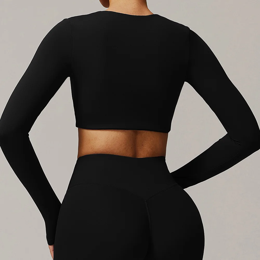 Yoga Shirts For Women Crop Top Long Sleeve Fitness Running Women Gym Clothes Workout Dry Fit Breathable High Elastic Sports Tops