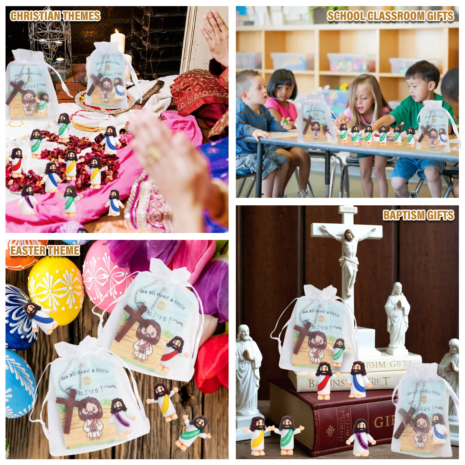 Jesus Figurines With Card 20pieces Religious Figures Doll Jesus Greeting Card Tiny Collectible Figurines Party Favors With Card