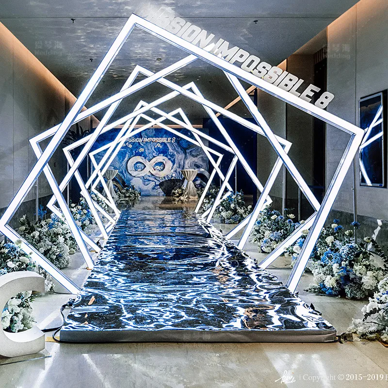 

Customized New Time Tunnel Arch LED Single Sided Luminous Acrylic with Light Geometric Background Road Lead Wedding Props