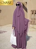 Eid modest two piece set Khimar Prayer Dress Muslim Abaya Dubai luxury Front zipper Robe Moroccan Caftan Femme Holiday Embroider