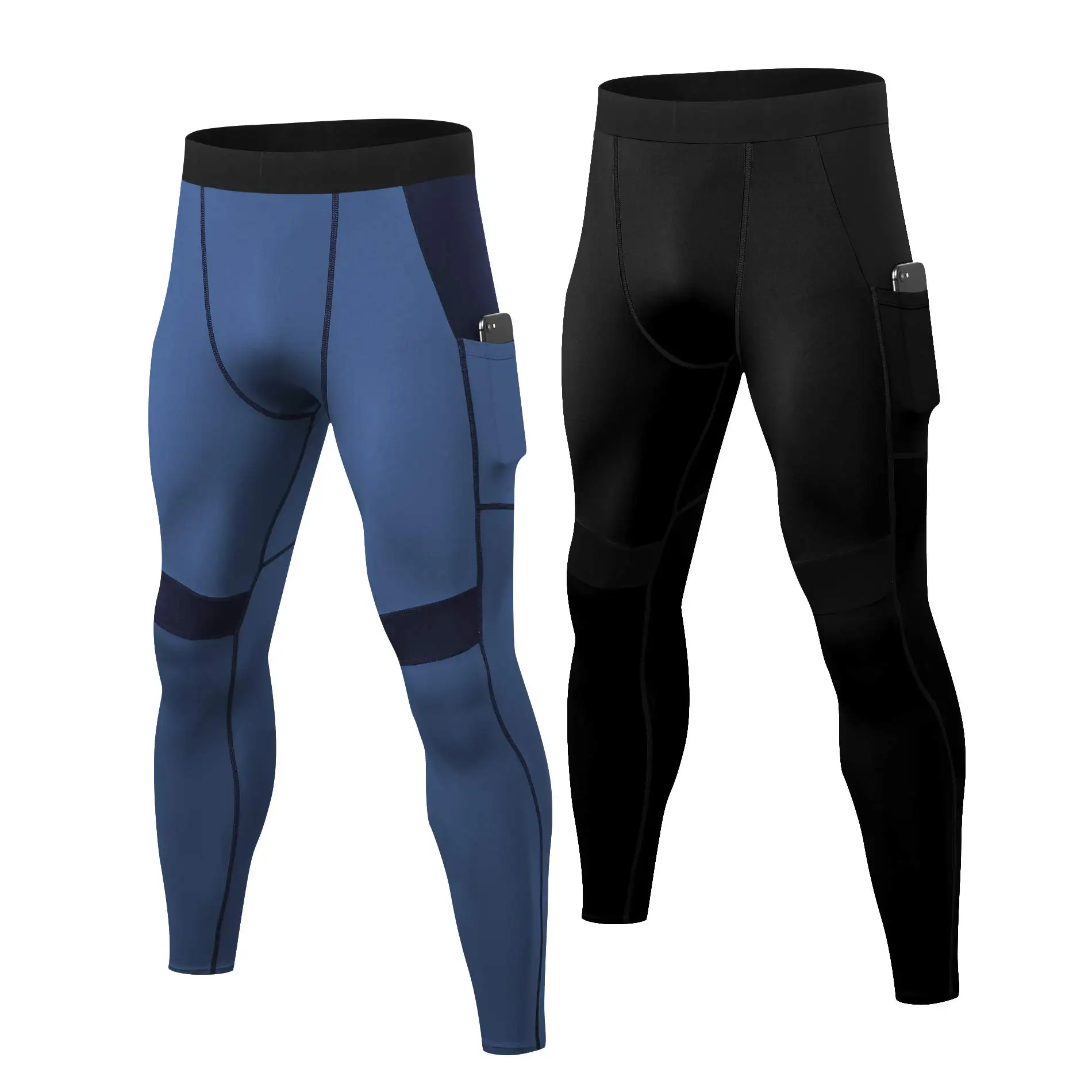 2 Pack Men Compression Pants Workout Running Basketball Compression Tights Gym with Pockets Quick Dry x