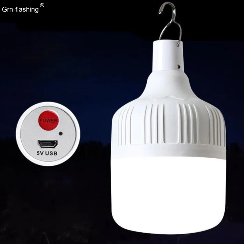 100W Outdoor Recharge Camping LED Light Bulbs Working Energy-saving Bubble Lamp USB Recharge Ball Light 3 Modes Lighting