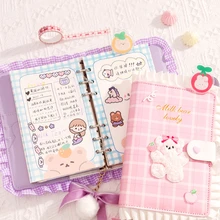 

DIY Decoration Cute Girl Colorful Loose Leaf Diary 2022 Planner Journal Gift 98 Sheets All Color Pages Blank+Grid+Dotted Paper
