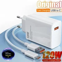 Оригинальное зарядное устройство 120 Вт, 5G, турбонаддувная сверхбыстрая зарядка, адаптер европейского стандарта, кабель типа C для телефона Mi 13t 12s Redmi Note 14 13 12 Pro Plus