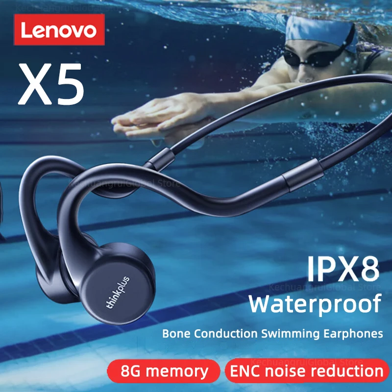 Original Lenovo X5 Ture Bone Conduction Earphones TWS IPX8 Waterproof