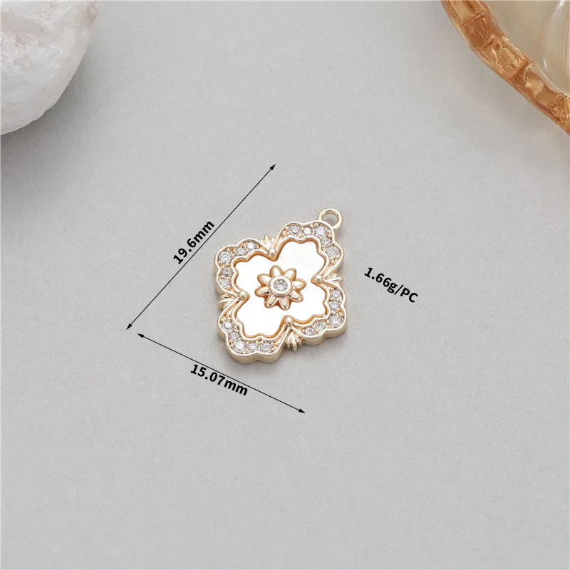 Stylish Chic Hypoallergenic Key Four-leaf Clover Clock 14K Gold Plated Bracelet Pendant Handmade DIY Jewelry Accessories 7