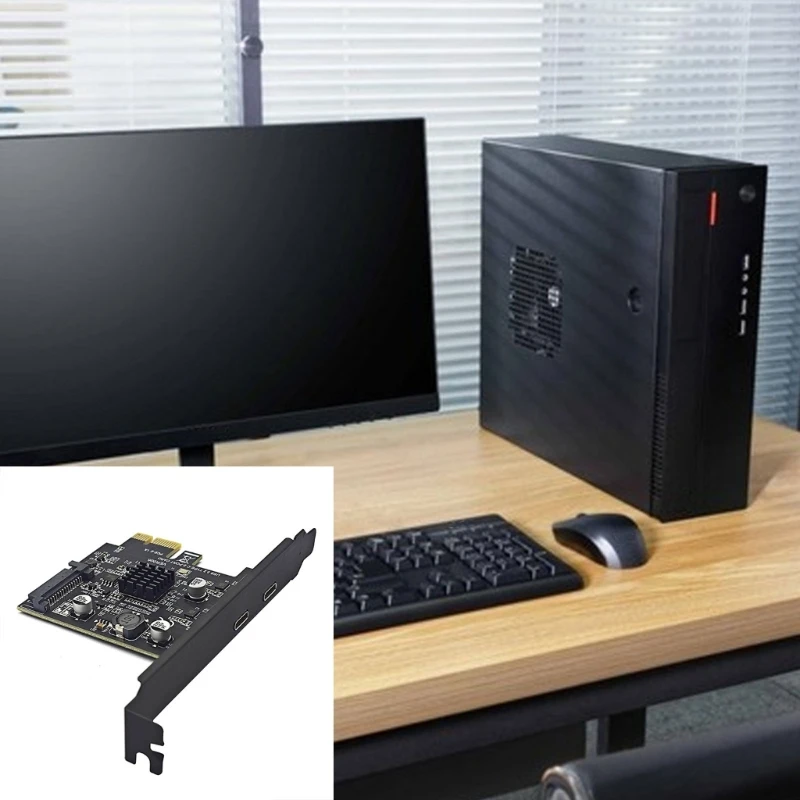 PCIe 1X 3.0 to USB C Adapters USB 3.2 Gen2 Double Type C Cards Adapters ASM3142 for Desktop PC Motherboards 10Gbps