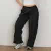 Women s Causal Trouser Drawstring High Waist Jogger Pants Baggy Straight Wide Leg Sweatpants with Pockets 3