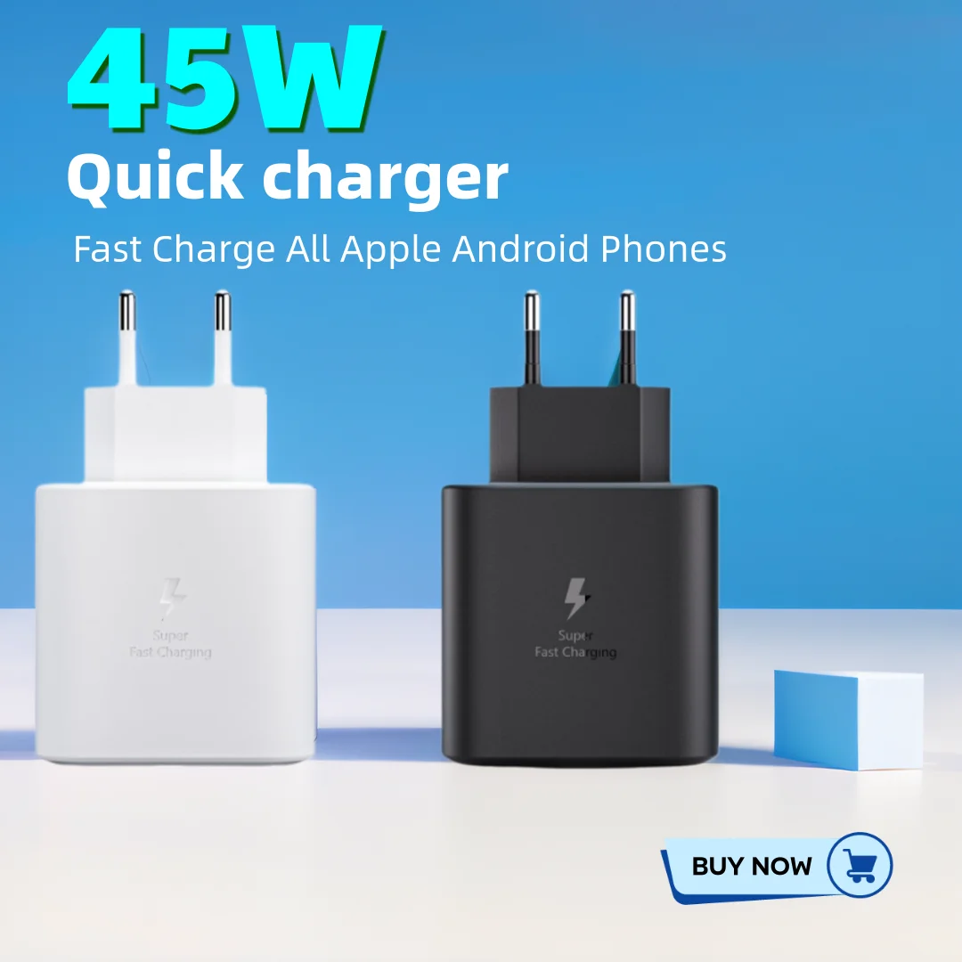 45W Super Fast USB-C Charger with Portable Adapter and Data Cable