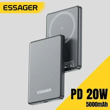 Essager Thin Wireless Power Bank 5000mAh Fast Charge Powerbank Magnetic Portable External Battery Charger for iPhone 15 14 13 12