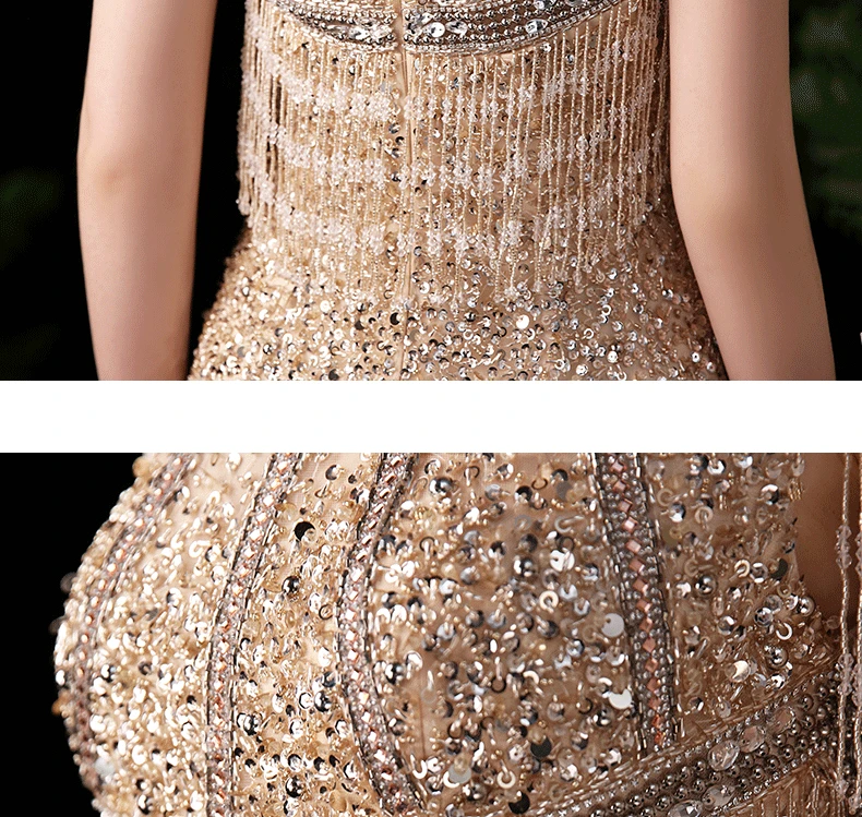 New Arrival 2022 Jewel Collar Delicate Beaded Mermaid Evening Dresses Custom made Long Gold Formal Long Gowns red evening dress