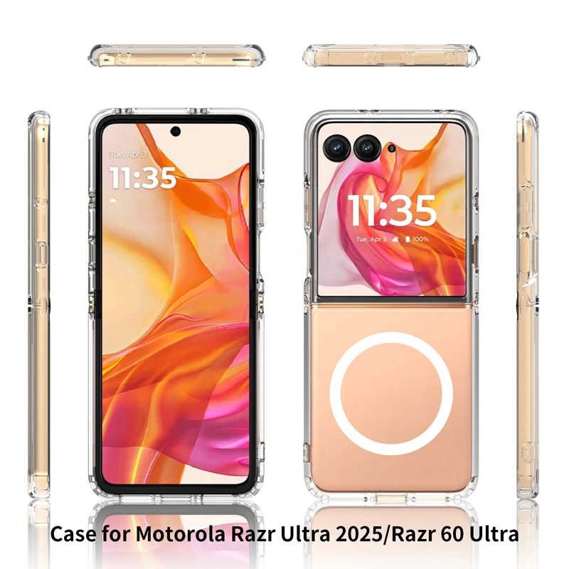 ELVEV Magnetic Transparent Soft TPU + Hard PC Protective Phone Case