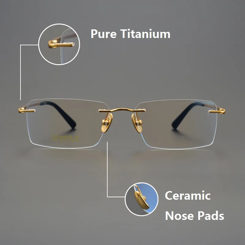Nose Pads Rimless Titanium Frames For Eyeglasses Pure Titanium