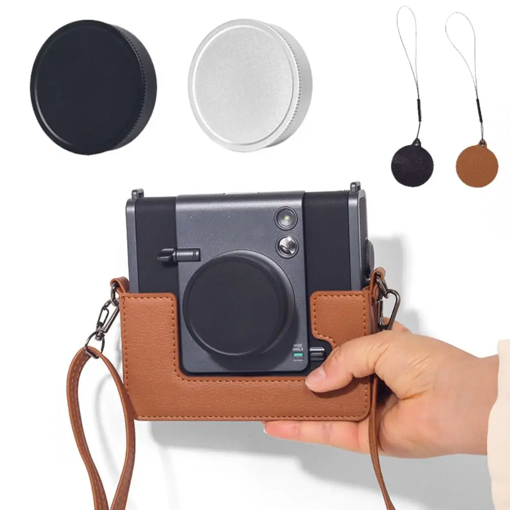 For Fujifilm Instax Wide Evo Camera Lens Cap Anti-Scratch Anti-lost Leather Instant Camera Lens Cover Dustproof with Lanyard
﻿