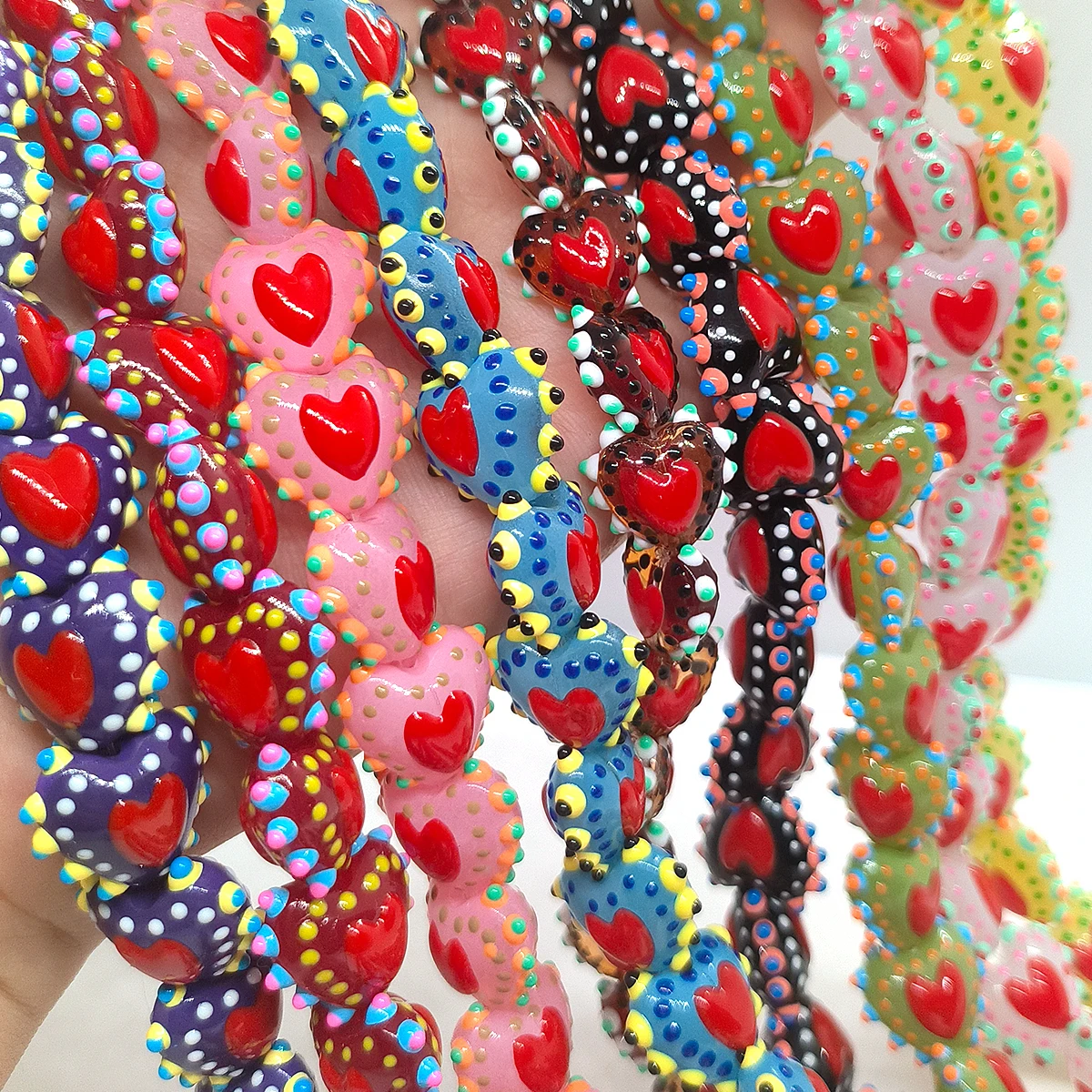 4 قطعة/8pcs16mm كامل القلب اللون المتطابقة Lampwork الزجاج حبة DIY بها بنفسك لصنع المجوهرات أساور أقراط قلادة الهدايا اكسسوارات