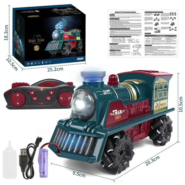 2.4G Remote Control Electric Train Remote Control Stunt Rotating Drift Car Side Driving With Spray Track Light Sound Effect Toy 6