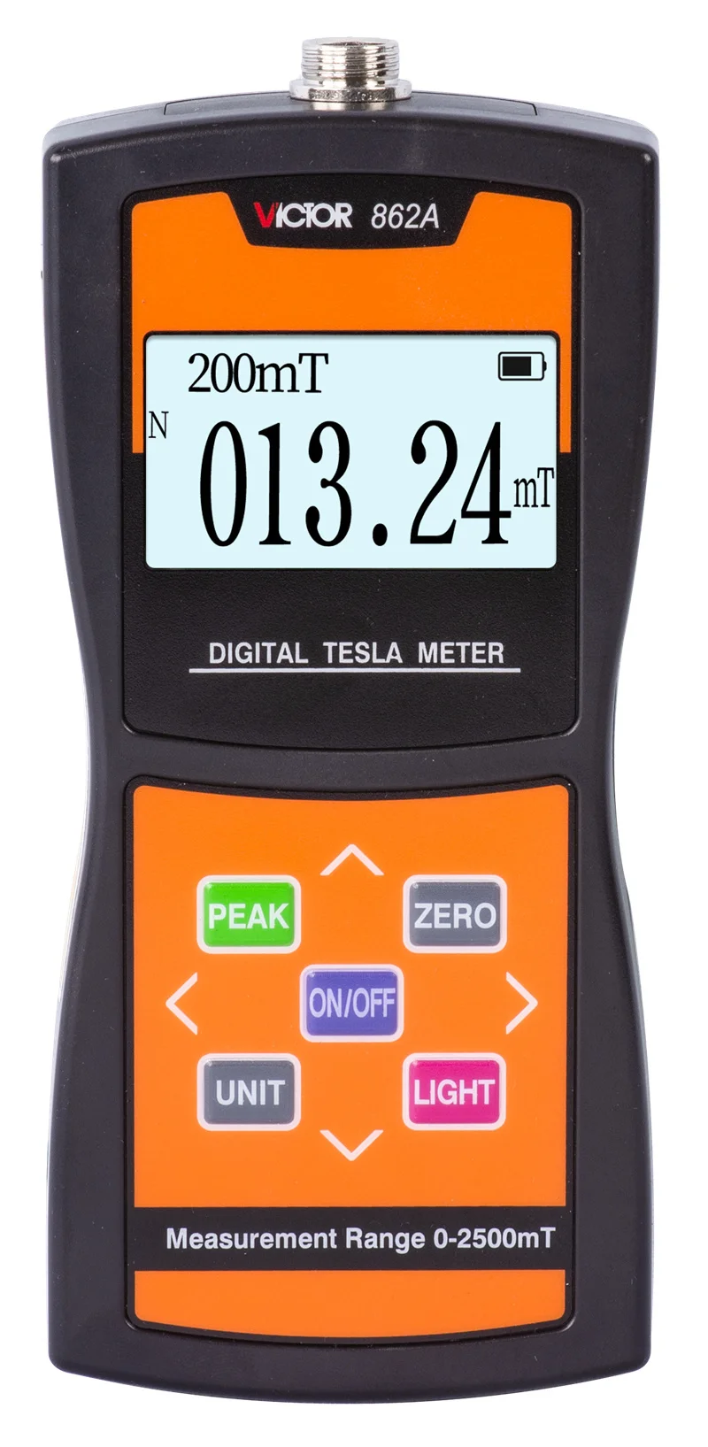 

VICTOR 862A High Sensitivity Auto Digital Tesla Meter 0-2500 MT 25000Gs 2 Units MT Gs Magnetic Field Measuring Instrument