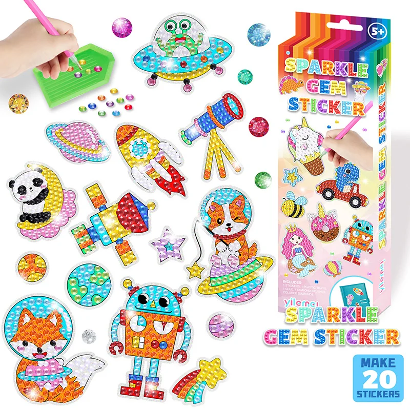 20 Pendentifs Peinture Diamant 5D - Boules De Noël DIY - Kit Bricolage Enfants, Décoration Sapin, Porte-clés, Cadeaux