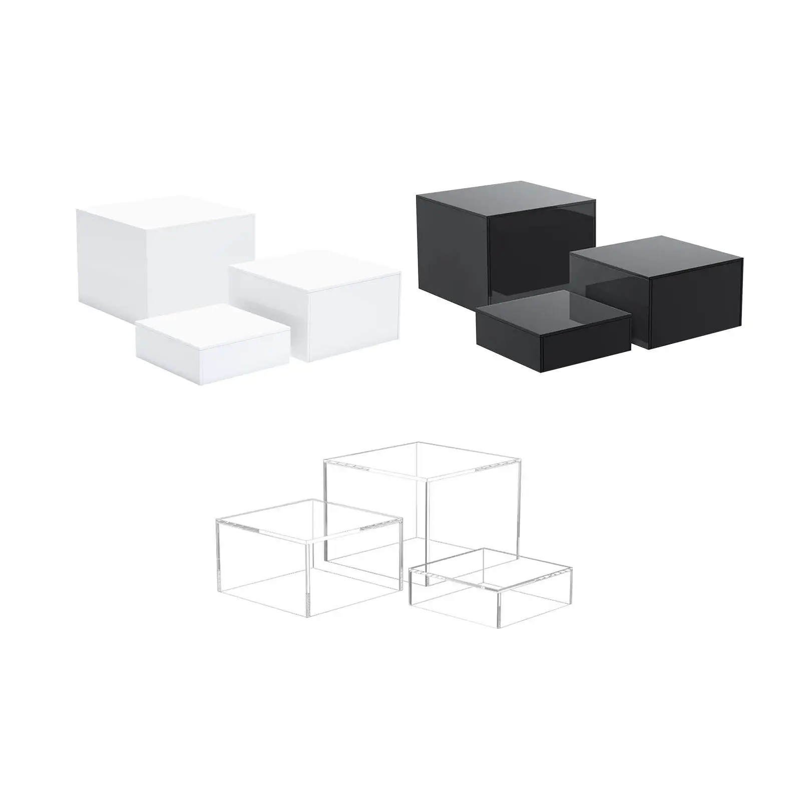 3 Pieces Buffet Risers Multipurpose Acrylic Cube Display Nesting Risers ...