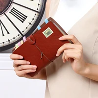 A6 Retro Loose-Leaf Notebook with Card Pocket Ledger PU Leather Cover Refillable Page Travel Journal Diary Sketchbook Planner 1