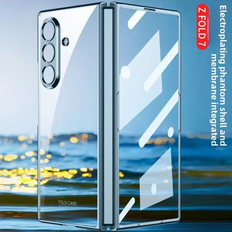 Sleek Transparent Hard PC Electroplated Frame Phone Cover with Screen Protector