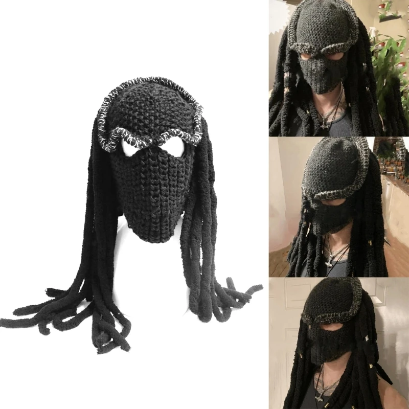 

Halloween Balaclava Knit Beanie Hat Reggae Dreadlock Head Covering Party Holiday Winter Warm Hat Full-Head Dreadlock