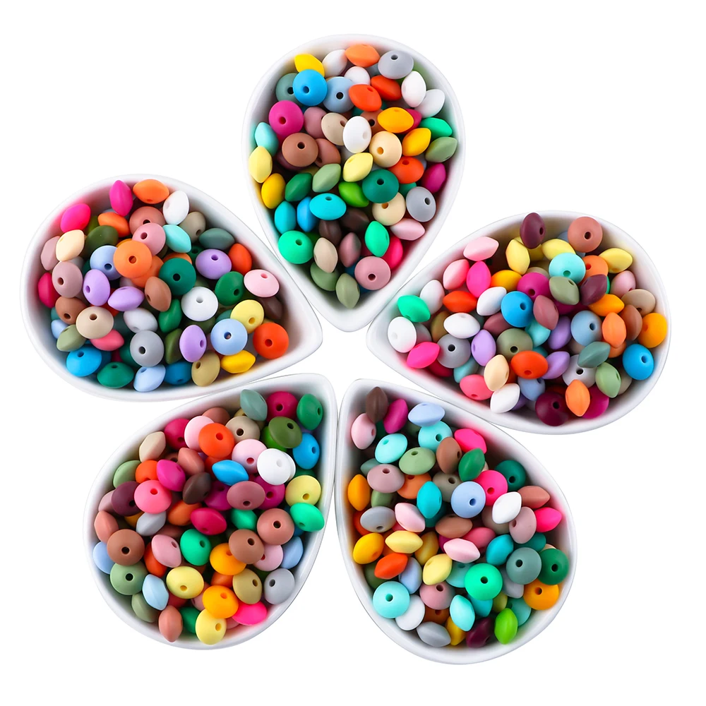 Silicone Lentil Spacer Beads for DIY Accessories (12mm, Multiple Quantities Available)