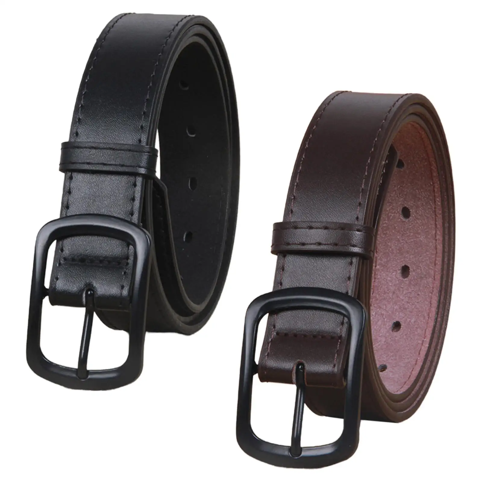 Men Dress Belt Adjustable Metal Pin Buckle PU Leather Belt Waist Strap for Business Jeans Accessories Outdoor Trousers Travel
