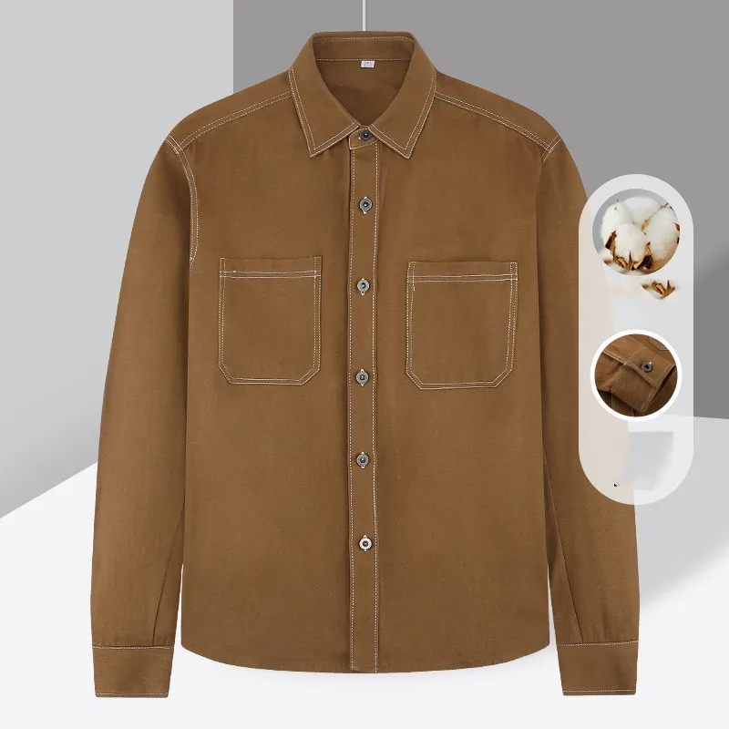 Autumn and Winter Women's Polo Pocket Button Solid Color Single Breasted Cardigan Long Sleeve Coat Casual Office Lady Tops