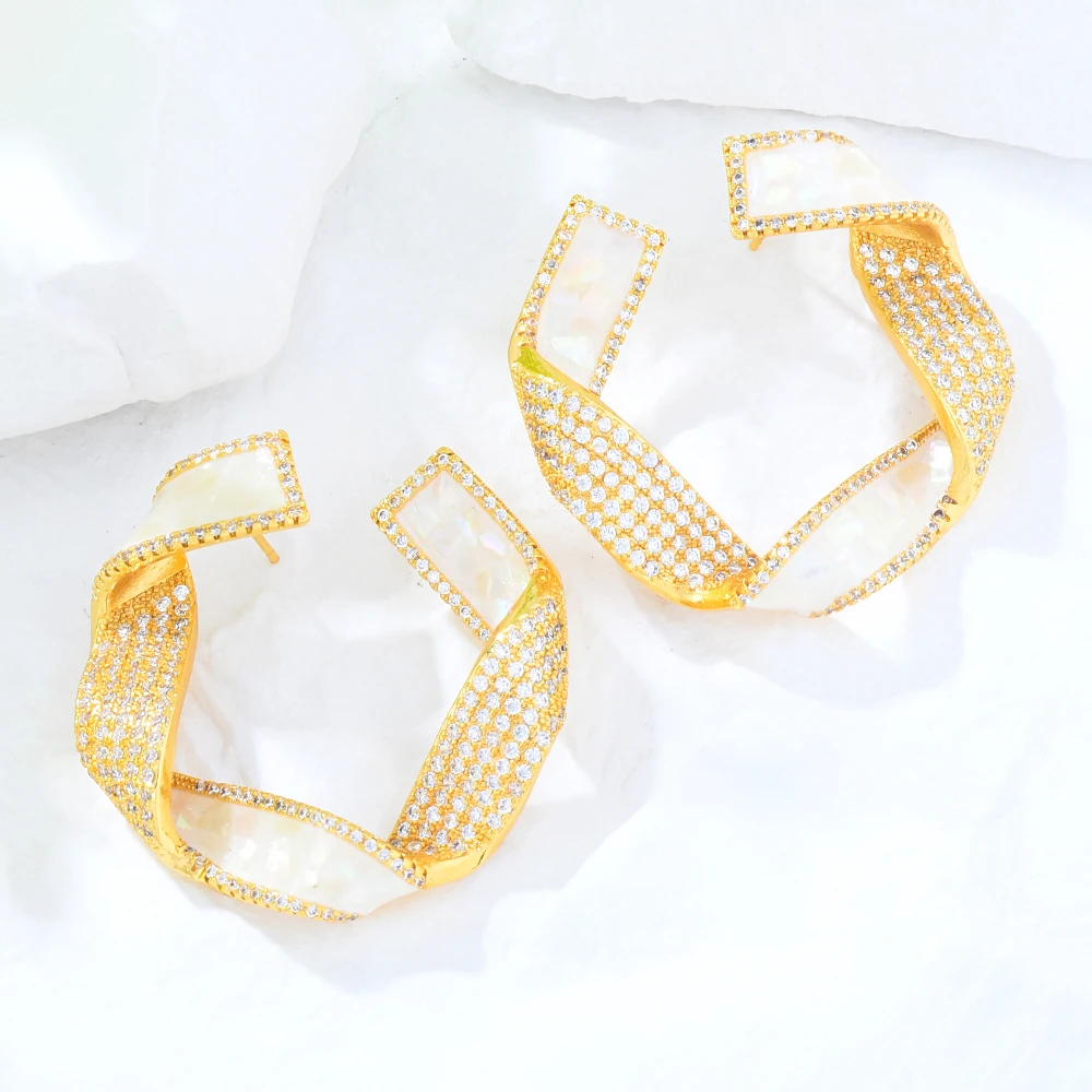 Siscathy Dubai Luxury Cubic Zircon Geometry Circle Drop Earrings For Women Round Hoop Earring Jewelry boucle oreille femme luxe