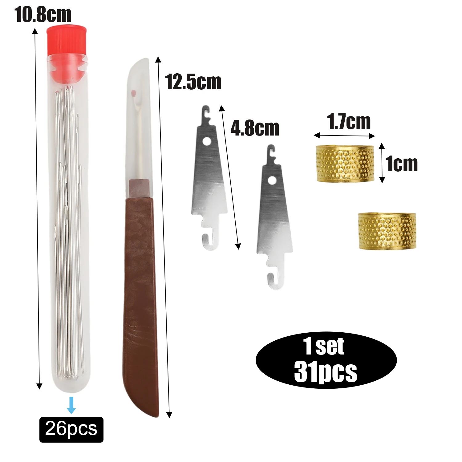 סט מחטות תפירה עין גדולה עם חוט גודל מרובה בגדים תפירה רקמה צלב מחט ערכות בית DIY כלי ידניים