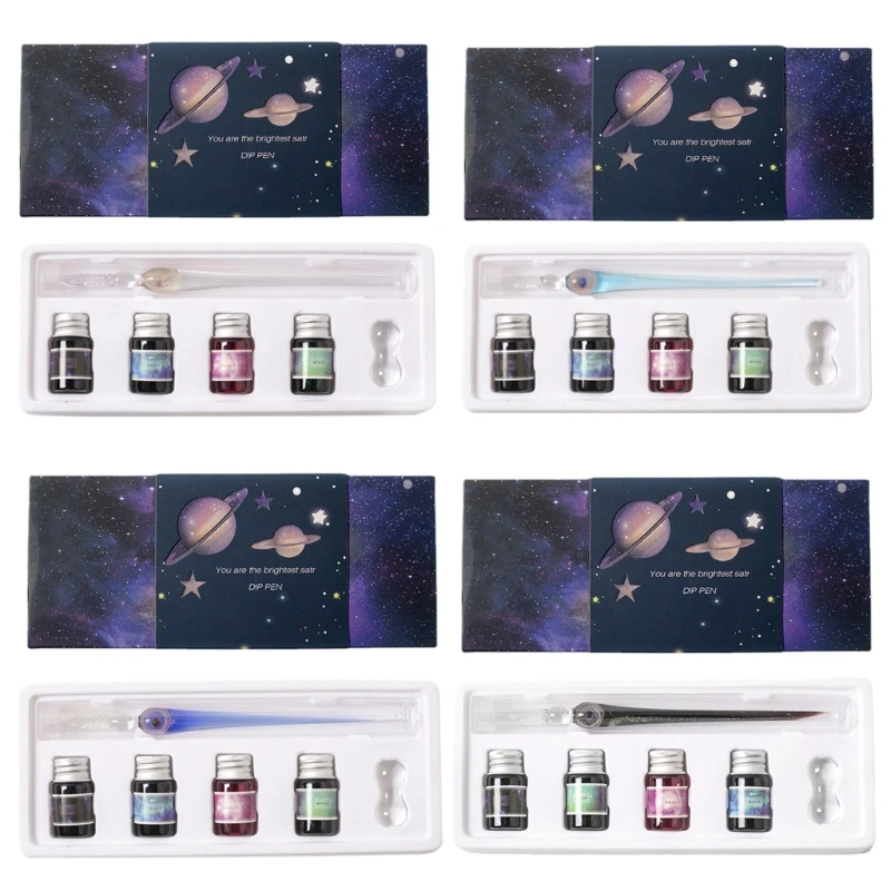 

Набор чернил для стеклянной ручки, ручки для каллиграфии, ручка для каллиграфии с радужными кристаллами